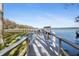 Scenic view of a wooden dock on a lake, perfect for boating or enjoying the water at 3948 Tarpon Pointe Cir, Palm Harbor, FL 34684