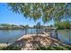 Private wooden dock provides direct access to the canal, with a boat lift and waterfront views at 4036 Church Creek Pt, Largo, FL 33774
