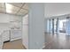 The kitchen is steps away from the living area with balcony access at 5971 Terrace Park N Dr # 307, St Petersburg, FL 33709