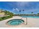 Resort-style pool and hot tub surrounded by palm trees and lounge chairs at 755 Collany Rd # 504, Tierra Verde, FL 33715