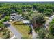 Aerial view of a cozy home with a spacious fenced yard and mature trees in a friendly neighborhood at 901 King St, Plant City, FL 33563