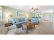Cozy living room with comfortable seating, ceiling fan, and convenient bar area at 19417 Gulf Blvd # B-210, Indian Shores, FL 33785