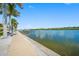 Picturesque waterfront pathway with palm trees and calm waters at 19417 Gulf Blvd # B-210, Indian Shores, FL 33785