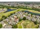Aerial view of a golf course community with lakes, showcasing the property's location and surrounding landscape at 2112 Acadia Greens Dr # 62, Sun City Center, FL 33573