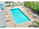 A clear blue community pool surrounded by sun loungers and tropical landscaping at 615 Garland Cir, Indian Rocks Beach, FL 33785