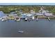 Aerial view of waterfront restaurants, docks, and boats, creating a picturesque and inviting scene at 7819 Chasco St, Port Richey, FL 34668