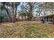 Relaxing backyard featuring mature trees, space for a hammock, and outdoor seating near the house at 7819 Chasco St, Port Richey, FL 34668