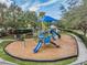 A community playground features slides, climbing structures, and shaded seating at 12519 Safari Ln, Riverview, FL 33579