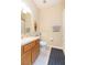 Well-maintained bathroom featuring stylish vanity, framed art, and shower with curtain at 220 Sawtooth Dr, Valrico, FL 33594