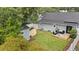 Well-maintained backyard featuring a deck, shed, and lush green lawn at 2910 W Aquilla St, Tampa, FL 33629