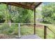 Cozy covered porch with wooden support beams, overlooking the lush greenery of the backyard at 2920 E 20Th Ave, Tampa, FL 33605