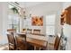 Well-lit dining area features a decorative chandelier, floral art, and large windows for natural light at 3254 Lori Ln, New Port Richey, FL 34655