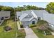 Charming single-story home with well-manicured lawn, driveway, and attached garage, featuring an American flag at 3254 Lori Ln, New Port Richey, FL 34655