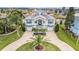 Expansive waterfront home aerial shows the circular driveway and attached garages at 3432 Bluefish Dr, Hernando Beach, FL 34607