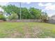 Spacious backyard with a wood fence and mature trees, great for outdoor activities at 3502 Bloomingdale Ave, Valrico, FL 33596