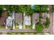 An overhead view of the neighborhood, showcasing lush greenery and a swimming pool at 3512 W Santiago St, Tampa, FL 33629