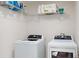 Laundry room has updated washer and dryer, wire rack shelving for supplies at 4530 5Th S Ave, St Petersburg, FL 33711