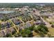 Birds eye view of a neighborhood with ponds, manicured lawns, shopping centers and colorfully painted homes at 6111 Hadley Commons Dr, Riverview, FL 33578