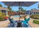 Beautiful backyard showcasing a pool, patio seating, tropical landscaping, and privacy fencing at 145 19Th Se Ave, St Petersburg, FL 33705