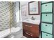 Modern bathroom featuring a glass shower, vanity with ample storage, and decorative shelving at 145 19Th Se Ave, St Petersburg, FL 33705