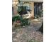 Lush landscaping around the tan building with leafy plants near a window and screened in porch at 2220 Chianti Pl # 8-0817, Palm Harbor, FL 34683