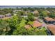 Aerial view of a townhome complex surrounded by mature trees and lush greenery near a bridge at 2934 Lichen Ln # A, Clearwater, FL 33760