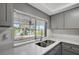 Bright and modern kitchen with stainless steel appliances and a view of the waterfront through the window at 4111 Stratfield Dr, New Port Richey, FL 34652