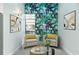 Sitting room with tropical wallpaper and lots of light at 4344 Outrigger Ln, Tampa, FL 33615
