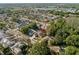 Real estate aerial showcases a beautiful home nestled in a mature, green, friendly neighborhood at 775 Brittany Park Blvd, Tarpon Springs, FL 34689