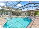 Backyard pool with attached jacuzzi, outdoor kitchen and covered patio with a full view of the home's exterior at 10007 Hazelnut Ct, Tampa, FL 33647