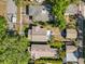 Aerial view highlighting a home's backyard, landscaping, and proximity to neighboring houses at 1115 Crescent Lake N Dr, St Petersburg, FL 33701