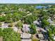 Scenic aerial view showcasing the property, surrounded by lush greenery and nearby Crescent Lake Park at 1115 Crescent Lake N Dr, St Petersburg, FL 33701
