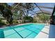 Screened-in pool with refreshing blue water and chairs in a peaceful setting at 11510 Moffat Pl, Temple Terrace, FL 33617