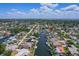 An aerial view displays this waterfront homes neighborhood and canal access at 1361 46Th Ne Ave, St Petersburg, FL 33703
