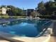 Relaxing community pool with lounge seating and umbrellas, surrounded by trees at 14130 Rosemary Ln # 3312, Largo, FL 33774