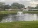 Peaceful lake scene with a fountain and an egret on the shore at 14130 Rosemary Ln # 3312, Largo, FL 33774