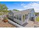 Home exterior featuring an enclosed sunroom with multiple windows and a private backyard at 1700 Hunter Ln, Tarpon Springs, FL 34689