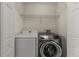 Convenient laundry closet with a modern Samsung washer and dryer set at 2441 Hibiscus Bay Ln, Brandon, FL 33511