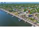 Beautiful aerial view of waterfront property with lush landscaping and nearby marina at 2827 1St Ne St, St Petersburg, FL 33704