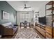 Modern office featuring wood floors, custom storage, and neutral colored walls at 4777 Ballantrae Blvd, Land O Lakes, FL 34638