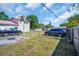 Large fenced backyard, including a basketball hoop and parked car, with potential for landscaping at 753 Almeda N St, St Petersburg, FL 33702