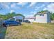 A large backyard featuring multiple vehicles, a garage and basketball hoop, offering plenty of space at 753 Almeda N St, St Petersburg, FL 33702