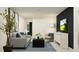 Cozy living room featuring comfortable seating, modern decor, and stylish lighting at 9360 Bonita Mar Dr, Parrish, FL 34219