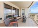Relax on this covered balcony with views of the waterway and ample seating at 11 Baymont St # 1109, Clearwater Beach, FL 33767