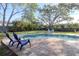Serene backyard pool surrounded by lush landscaping and plenty of space to unwind, perfect for outdoor enjoyment at 126 Orangewood Dr, Dunedin, FL 34698