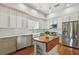 Contemporary kitchen features stainless steel appliances, white cabinets, a farmhouse sink, and center island at 2807 N Morgan St, Tampa, FL 33602
