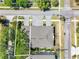 An aerial view of the townhome with its location lines to show the boundaries of the property at 410 S Church Ave, Tampa, FL 33609