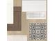 Samples of white and brown cabinets, white subway tile, and black and white patterned floor tile at 5235 9Th N Ave, St Petersburg, FL 33710