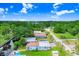 Aerial view showcases the property's location amidst lush greenery, water access, and neighborhood charm at 14612 Coral Dr, Hudson, FL 34667