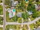 High-angle view of the home's placement within a neighborhood, outlining property lines and showing surrounding landscape at 1666 N Dakota Ne Ave, St Petersburg, FL 33703